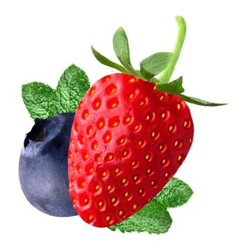 Berry with mint on white background Stock Photos