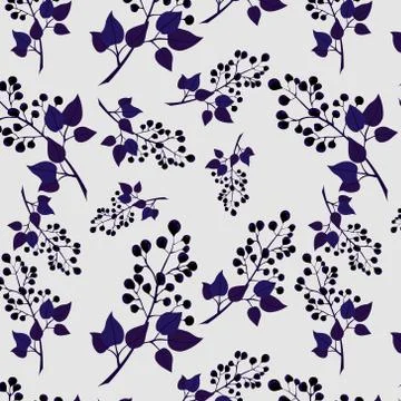 Berry pattern. Branches of black currant on a light background.. Stock Illustration