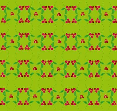 Berry pattern on a green background Stock Illustration