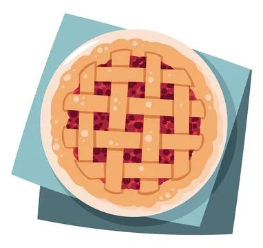 Berry Pie Flat Vector Illustration Top View Isolated. American Thanksgiving Stock Illustration