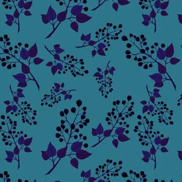 Berry sample. Branches of black currant on a blue background.. Stock Illustration