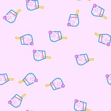 Berry smoothie drink vector seamless pattern Stock Illustration
