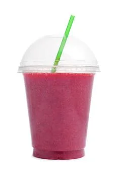 Berry smoothie in plastic  cup Stock Photos