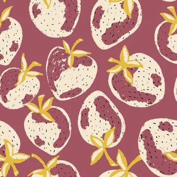 Berry strawberry seamless pattern. Textured berry prints. Vector background w Illustrazione stock