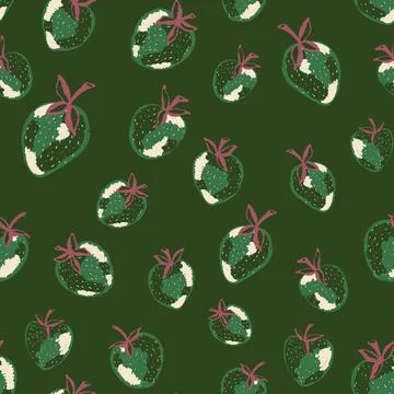 Berry strawberry seamless pattern. Textured berry prints. Vector background w Stock Illustration