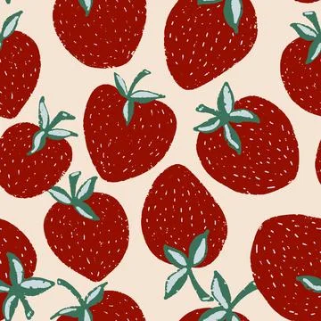 Berry strawberry seamless pattern. Textured berry prints. Vector background w Stock Illustration