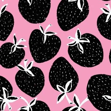 Berry strawberry seamless pattern. Textured berry prints. Vector background w Stock Illustration