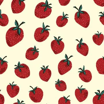 Berry strawberry seamless pattern. Textured berry prints. Vector background w Stock Illustration