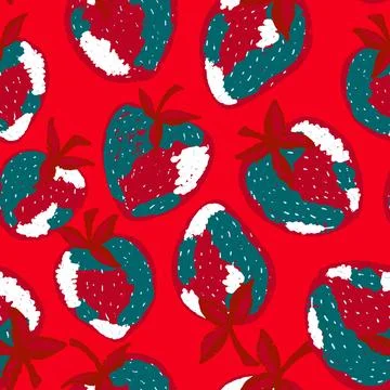 Berry strawberry seamless pattern. Textured berry prints. Vector background w Stock Illustration