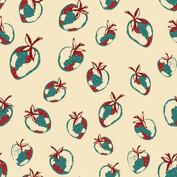Berry strawberry seamless pattern. Textured berry prints. Vector background w Stock Illustration