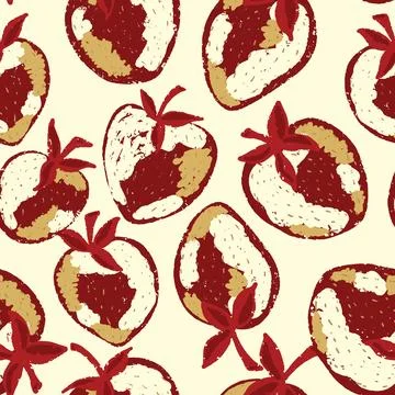 Berry strawberry seamless pattern. Textured berry prints. Vector background w Stock Illustration