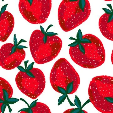 Berry strawberry seamless pattern. Textured berry prints. Vector background w Stock Illustration