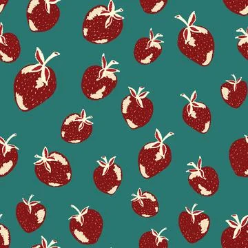 Berry strawberry seamless pattern. Textured berry prints. Vector background w Illustrazione stock