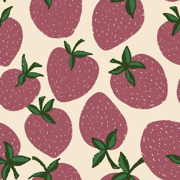 Berry strawberry seamless pattern. Textured berry prints. Vector background w Stock Illustration