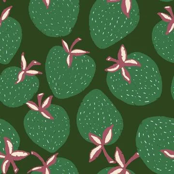 Berry strawberry seamless pattern. Textured berry prints. Vector background w Illustrazione stock
