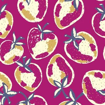 Berry strawberry seamless pattern. Textured berry prints. Vector background w Stock Illustration