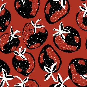 Berry strawberry seamless pattern. Textured berry prints. Vector background w Stock Illustration
