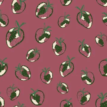 Berry strawberry seamless pattern. Textured berry prints. Vector background w Stock Illustration
