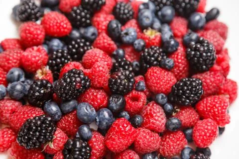 Berry texture close up. Top view flat lay. Stock Photos