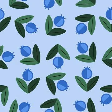 Berry vector blueberry seamless pattern Stock Illustration