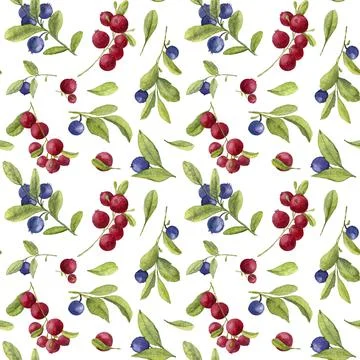 Berry watercolor pattern Stock Illustration