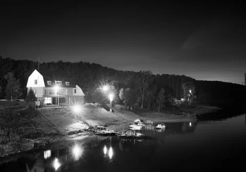 Berth with boats in night Stock Photos