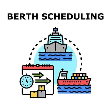 Berth scheduling logistics managing maritime transportation Stock Illustration