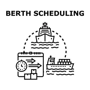 Berth scheduling logistics managing maritime transportation Stock Illustration