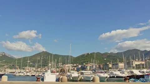 The berth for the yachts at the seaside. Video stock 93749459