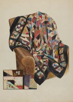 Bertha Semple, Crazy Quilt Patchwork, c 1936 Crazy Quilt - Patchwork Copyr... Foto stock