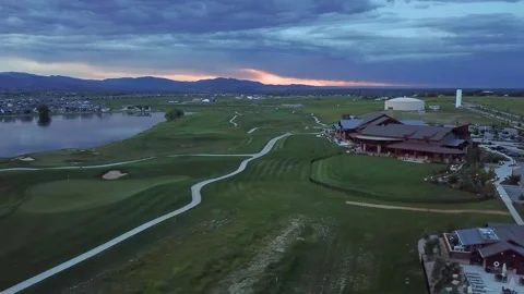 Berthoud TPC Golf Course 14 | Colorado Sunset | 4K Drone Footage Stock Footage 259908568