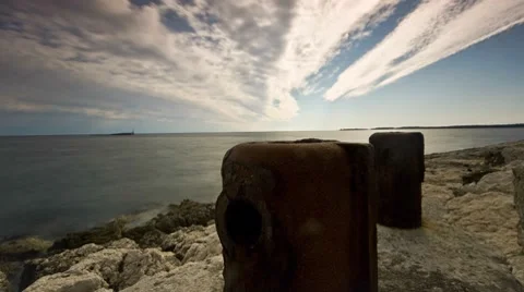 Berths on the coast Stock Footage 7909644