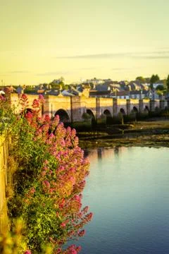 Berwick Bridge, also known as the Old Bridge, spans the River Tweed in Berwic Stock Photos