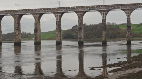 Berwick upon Tweed Royal Border Railway Bridge crossing the River Tweed Stock-Footage 237171118