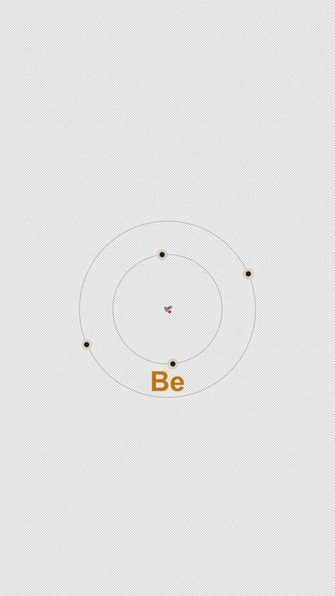 Beryllium Be Bohr Atom Model Clean No Text Overlay Alpha 4K Vertical 9x16 Light Vídeos de archivo 339505993