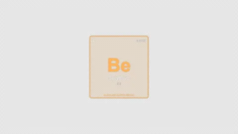 Beryllium Be Periodic Table Element Tile Labeled Animation Video Overlay Alpha 4 Stockbeeldmateriaal 339371738