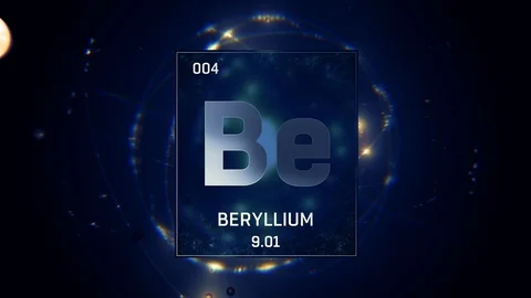 Beryllium as Element 4 of the Periodic Table 3D animation on blue background 스톡 동영상 128441688
