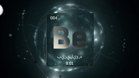 Beryllium as Element 4 of the Periodic Table 3D animation on green background 스톡 동영상 128784203