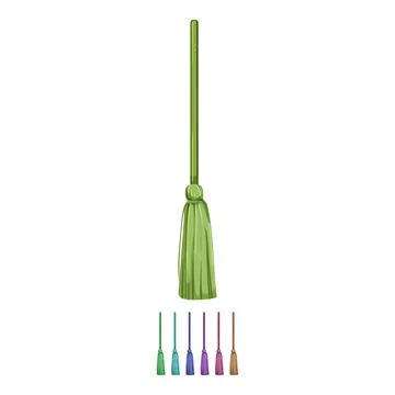 Besom witch broom cartoon vector graphic Stock Illustration