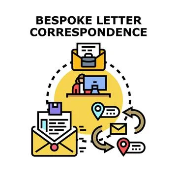 Bespoke letter correspondence process workflow illustration Stock Illustration