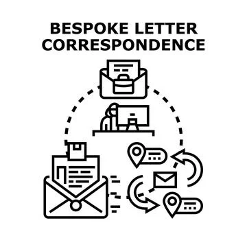 Bespoke letter correspondence process workflow illustration イラスト素材