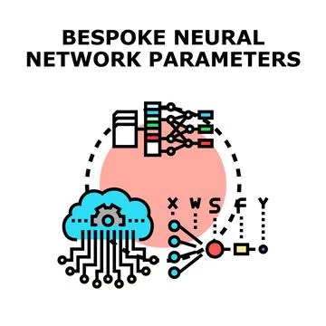 Bespoke neural network parameters concept vector Stock Illustration