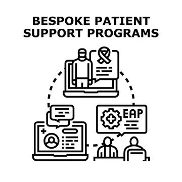Bespoke patient support programs offering medical care assistance Illustrazione stock