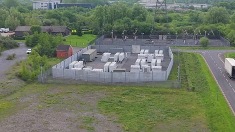 BESS Battery Energy Storage System Installation Containers made of lithium-ion Stockbeeldmateriaal 335220761
