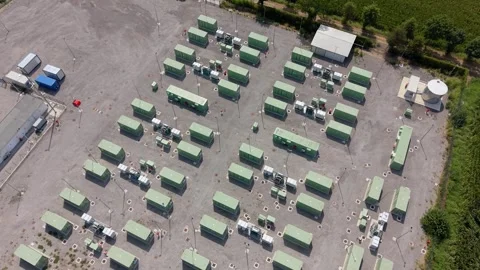 BESS Battery Storage Facility Aerial View Stock Footage 341461834