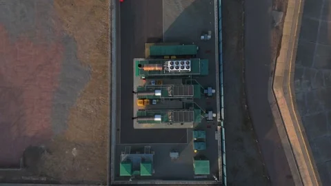 BESS system drone rising footage on the Suffolk coast Stock Footage 330795079