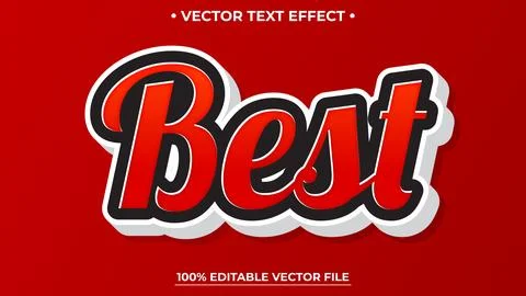 Best 3d editable text effect, Red Editable text effect Stock Illustration