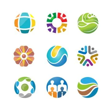 Best abstract circle logo set Stock Illustration