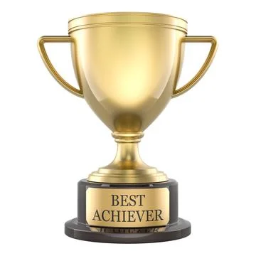 Best Achiever, gold trophy cup. 3D rendering Stock Illustration