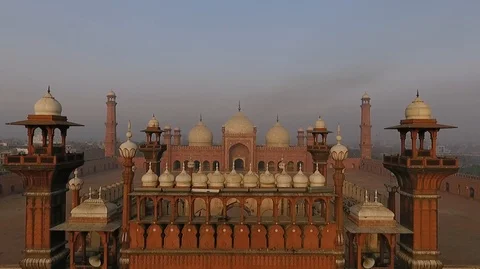 Best Aerial shot of Badshahi Mosque, Muslim architecture, Lahore, Pakistan Stock Footage
